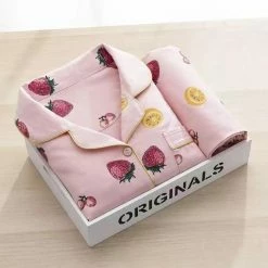 Apparel Pink Kawaii Strawberry & Lemon Pajama Set