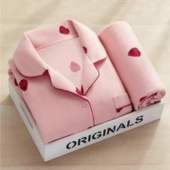 Apparel Pink Kawaii Strawberry & Lemon Pajama Set