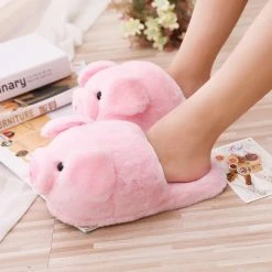 Apparel Pink Piggy Plush Slippers