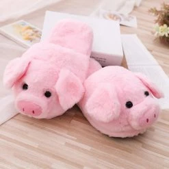 Apparel Pink Piggy Plush Slippers