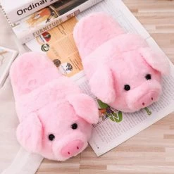 Apparel Pink Piggy Plush Slippers