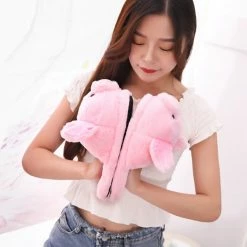 Apparel Pink Piggy Plush Slippers