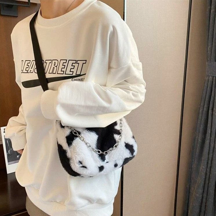 Apparel Plush Cow Print Baguette Bag 10 Apparel Plush Cow Print Baguette Bag