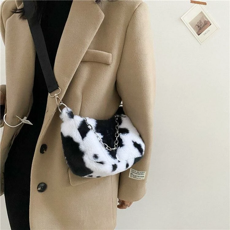 Apparel Plush Cow Print Baguette Bag 17 Apparel Plush Cow Print Baguette Bag