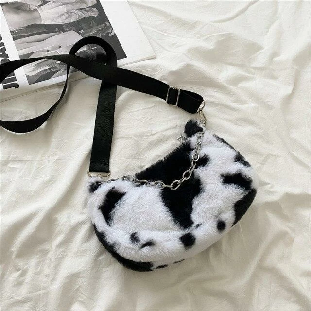Apparel Plush Cow Print Baguette Bag 19 Apparel Plush Cow Print Baguette Bag