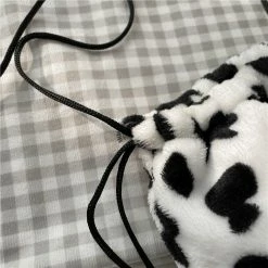 Apparel Plush Cow Print Drawstring Bag 22 Apparel Plush Cow Print Drawstring Bag