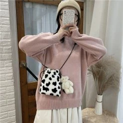 Apparel Plush Cow Print Drawstring Bag 28 Apparel Plush Cow Print Drawstring Bag