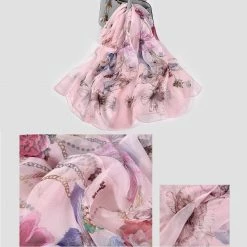 Apparel Pure Silk Scarf Soft Floral Print Collection