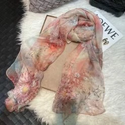 Apparel Pure Silk Scarf Soft Floral Print Collection