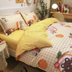 Home Decor Rabbit And Teddy Bear Print Bedding Set