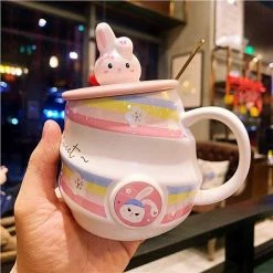 Home Decor Rainbow Sakura Bunny Ceramic Mug Home & Pets
