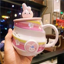 Home Decor Rainbow Sakura Bunny Ceramic Mug Home & Pets
