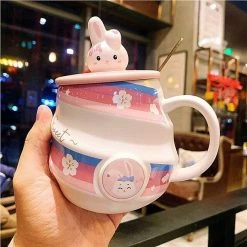 Home Decor Rainbow Sakura Bunny Ceramic Mug Home & Pets