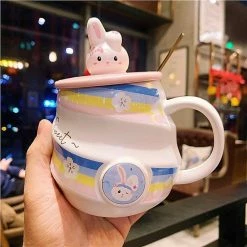 Home Decor Rainbow Sakura Bunny Ceramic Mug Home & Pets