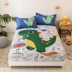 Home Decor Home & Pets Roaring Dinosaurs Cotton Fitted Sheet