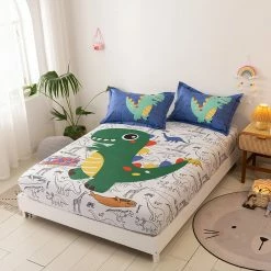 Home Decor Home & Pets Roaring Dinosaurs Cotton Fitted Sheet