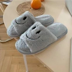 Apparel Smile Open-toe Plush Slippers