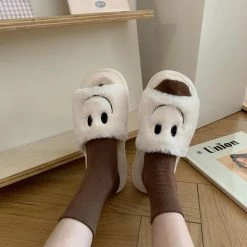 Apparel Smile Open-toe Plush Slippers
