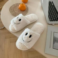 Apparel Smile Open-toe Plush Slippers