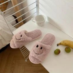 Apparel Smile Open-toe Plush Slippers