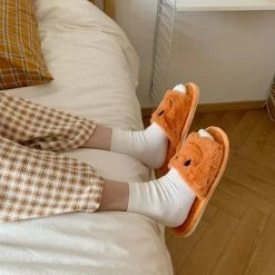 Apparel Smile Open-toe Plush Slippers