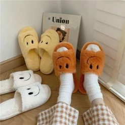 Apparel Smile Open-toe Plush Slippers