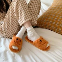 Apparel Smile Open-toe Plush Slippers