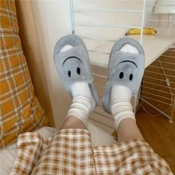 Apparel Smile Open-toe Plush Slippers