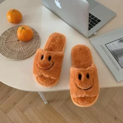 Apparel Smile Open-toe Plush Slippers