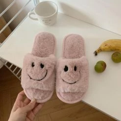 Apparel Smile Open-toe Plush Slippers