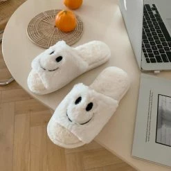 Apparel Smile Open-toe Plush Slippers