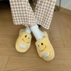 Apparel Smile Open-toe Plush Slippers