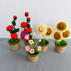 Soft Toy Smiling Sunflower And Rose Pot Plush Plush & Toys