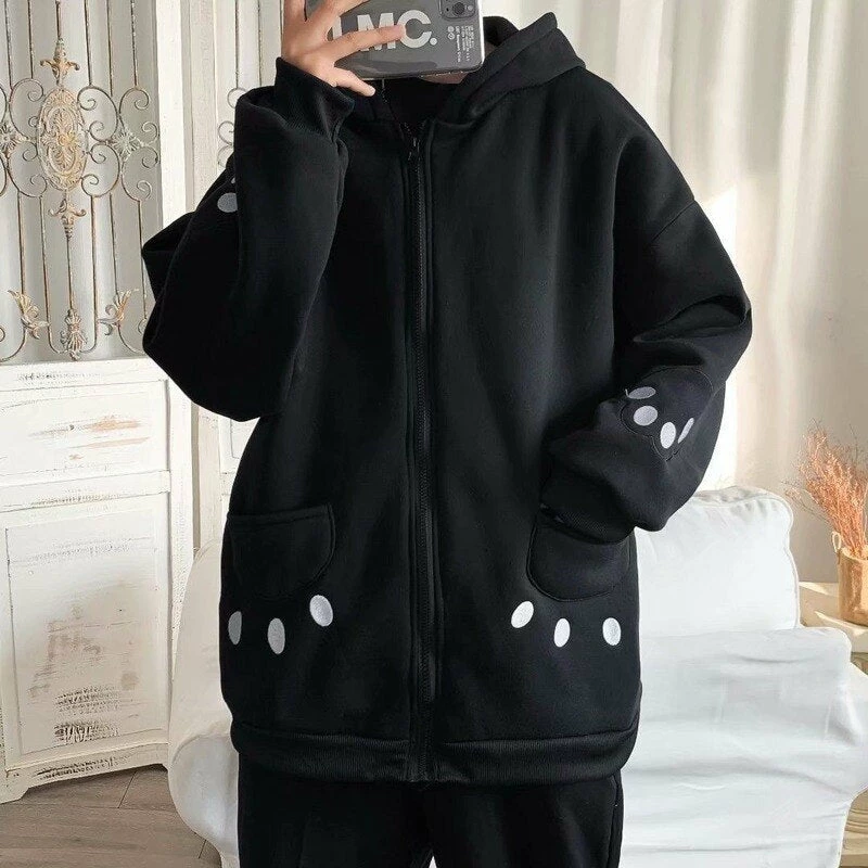 Apparel Smiling Teddy Bear With Paw Embroidery Zipper Hoodie 5 Apparel Smiling Teddy Bear With Paw Embroidery Zipper Hoodie