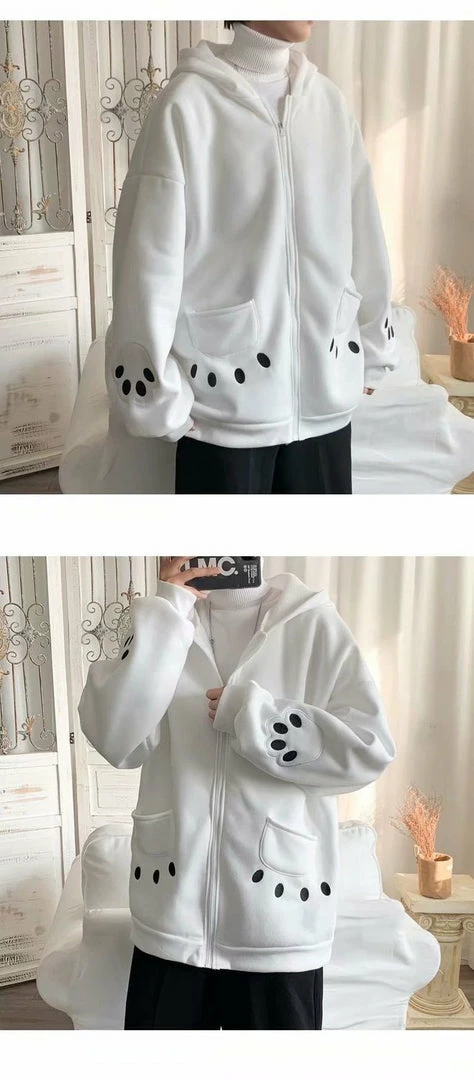 Apparel Smiling Teddy Bear With Paw Embroidery Zipper Hoodie 7 Apparel Smiling Teddy Bear With Paw Embroidery Zipper Hoodie