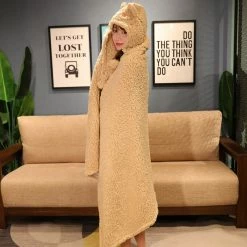 Apparel Soft Bunny Bear Poncho Fleece Blanket Cloak