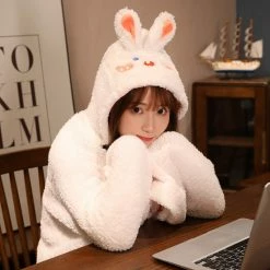 Apparel Soft Bunny Bear Poncho Fleece Blanket Cloak