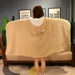 Apparel Soft Bunny Bear Poncho Fleece Blanket Cloak