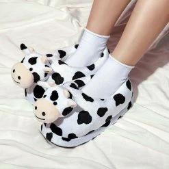 Apparel Soft Cow Plush Slippers
