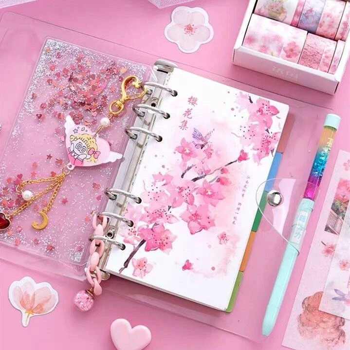 Accessories Notebook & Journals Sparkly Sakura Cherry Blossom Diary Set 11 Accessories Notebook & Journals Sparkly Sakura Cherry Blossom Diary Set