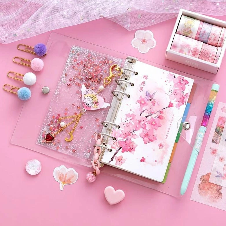 Accessories Notebook & Journals Sparkly Sakura Cherry Blossom Diary Set 9 Accessories Notebook & Journals Sparkly Sakura Cherry Blossom Diary Set