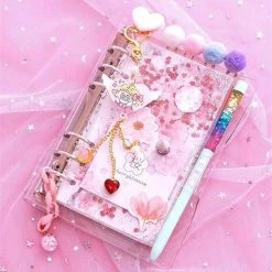 Kawaiies Sales 2 Accessories Notebook & Journals Sparkly Sakura Cherry Blossom Diary Set