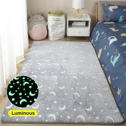 Home Decor Starry Night Glow-in-the-dark Faux Fur Rug Carpet
