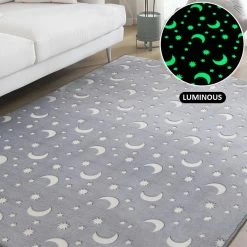 Home Decor Starry Night Glow-in-the-dark Faux Fur Rug Carpet