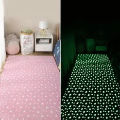 Home Decor Starry Night Glow-in-the-dark Faux Fur Rug Carpet