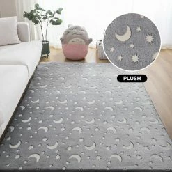 Home Decor Starry Night Glow-in-the-dark Faux Fur Rug Carpet