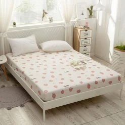 Home Decor Strawberry Cream Fitted Bedsheet