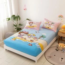 Home Decor Summer Seaside Theme Cotton Fitted Sheet