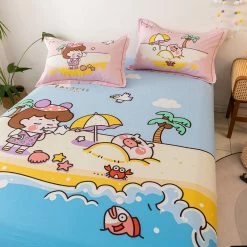 Home Decor Summer Seaside Theme Cotton Fitted Sheet 19 Home Decor Summer Seaside Theme Cotton Fitted Sheet