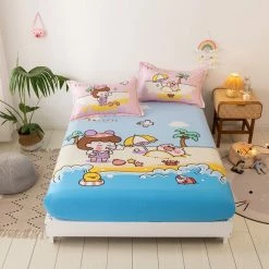 Home Decor Summer Seaside Theme Cotton Fitted Sheet